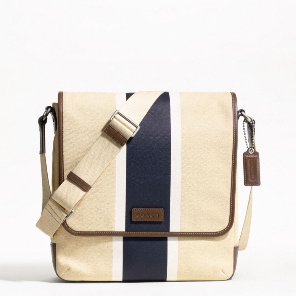 COACH f70885 HERITAGE WEB CANVAS PRINTED STRIPE MAP BAG 