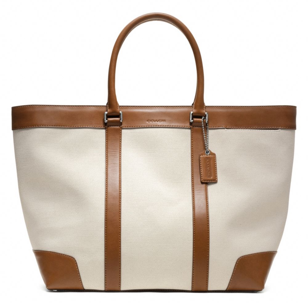 COACH F70889 Bleecker City Canvas Weekend Tote SILVER/NATURAL/FAWN