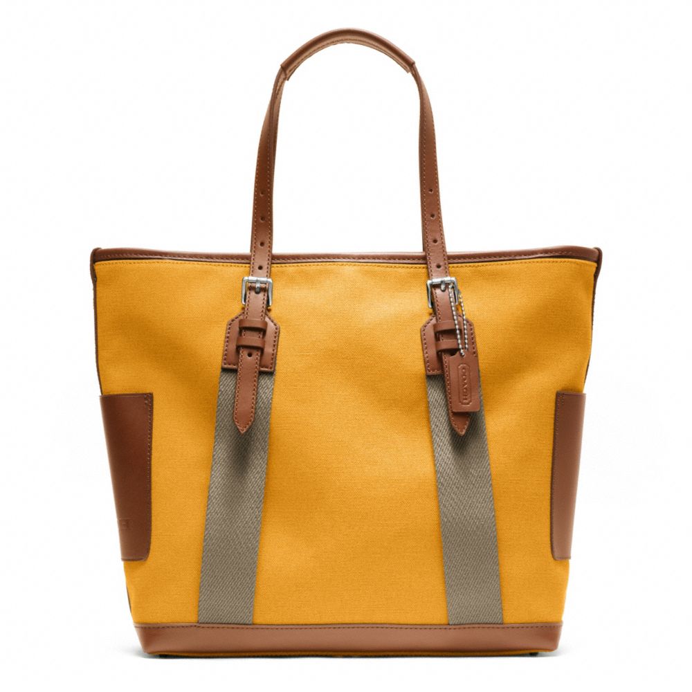 COACH BLEECKER CITY CANVAS CITY TOTE - SILVER/MANGO - F70896