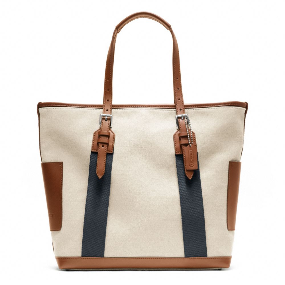 BLEECKER CITY CANVAS CITY TOTE - f70896 - SILVER/NATURAL