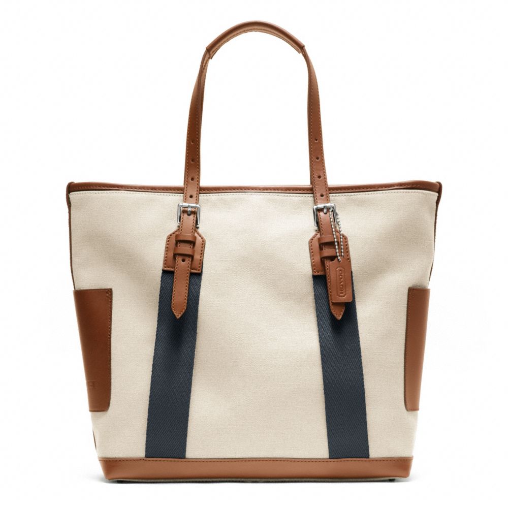 COACH F70896 BLEECKER CITY CANVAS CITY TOTE SILVER/NATURAL