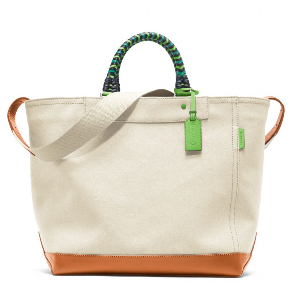 COACH BLEECKER BEACH CANVAS TOTE - SILVER/NATURAL - F70897