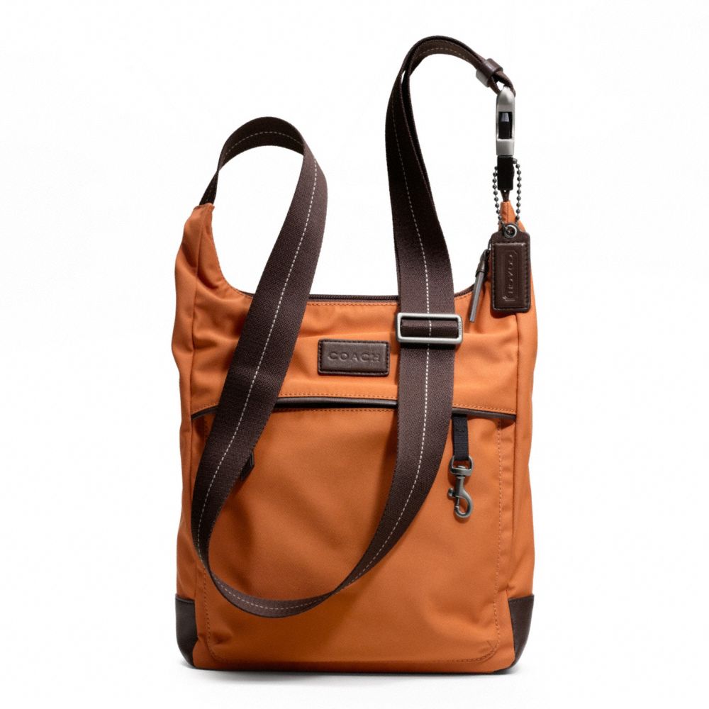 COACH f70913 VARICK NYLON TECH CROSSBODY GUNMETAL/ORANGE/DARK BROWN