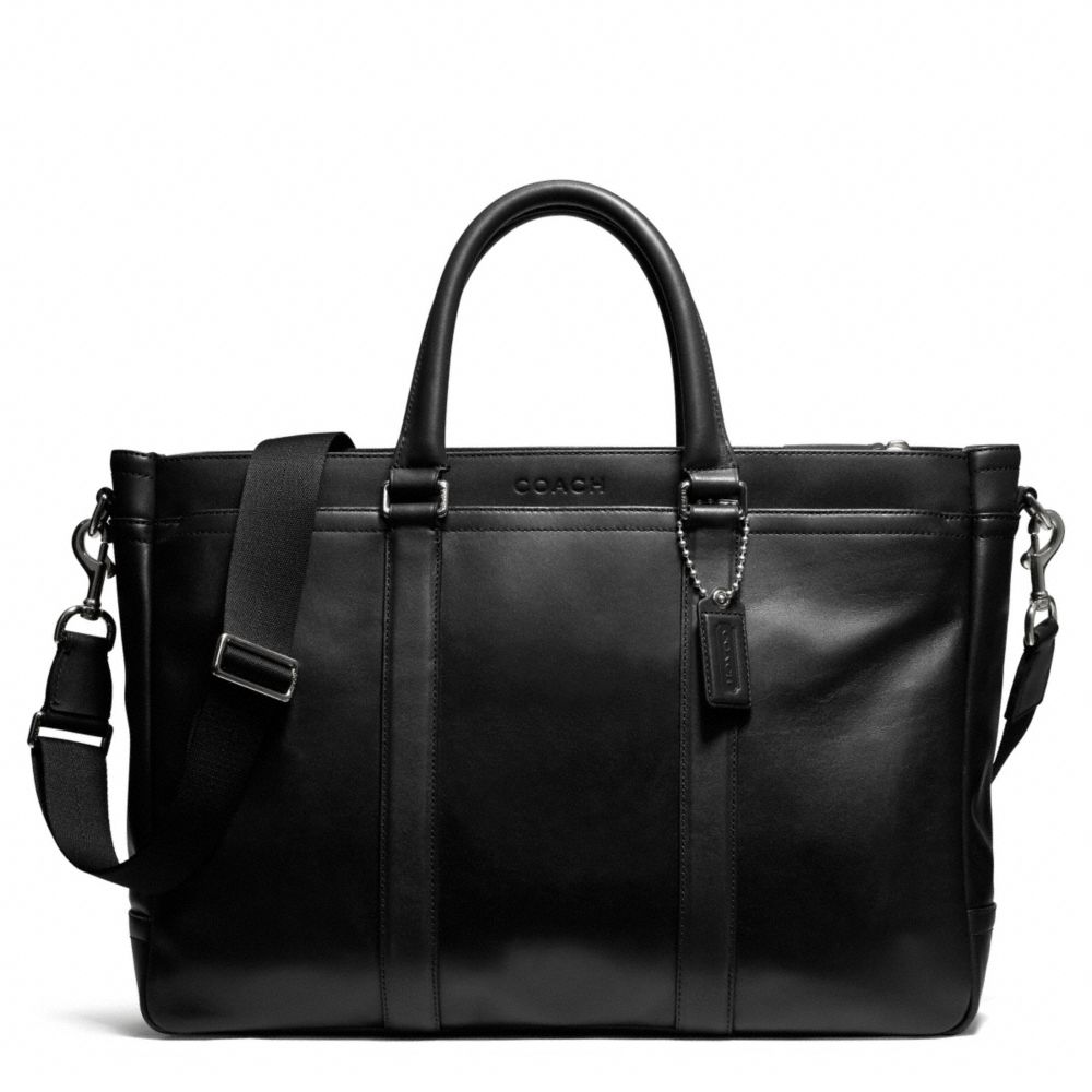 LEXINGTON LEATHER METROPOLITAN TOTE - f70916 - SILVER/BLACK