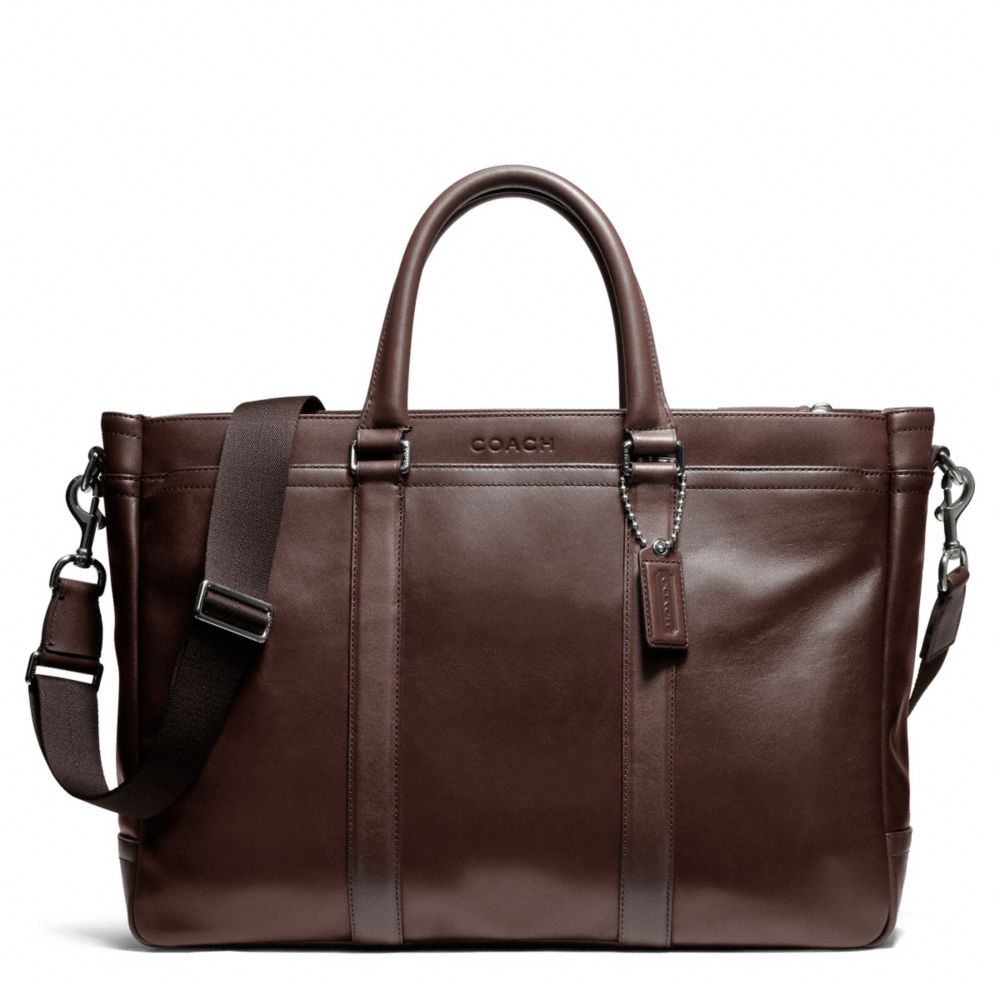 LEXINGTON LEATHER METROPOLITAN TOTE - f70916 - SILVER/MAHOGANY