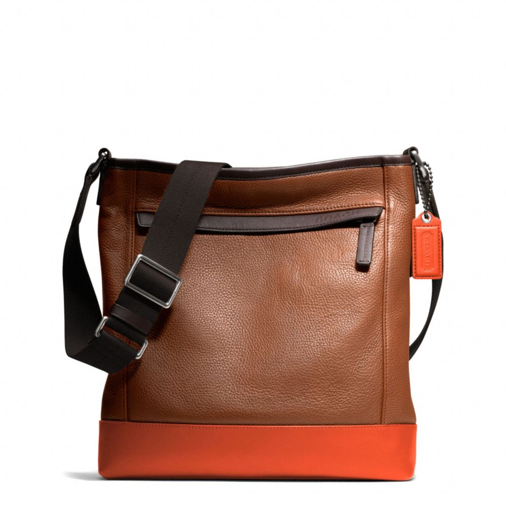 CAMDEN LEATHER TECH CROSSBODY - f70920 - GUNMETAL/SADDLE/PAPAYA