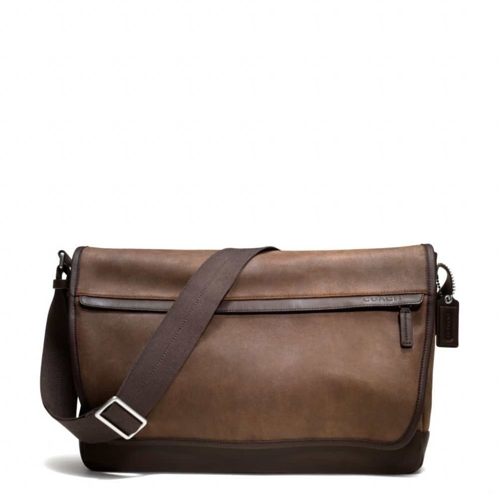 COACH CAMDEN LEATHER MESSENGER - GUNMETAL/DISTRESSED BROWN/BRN - f70924