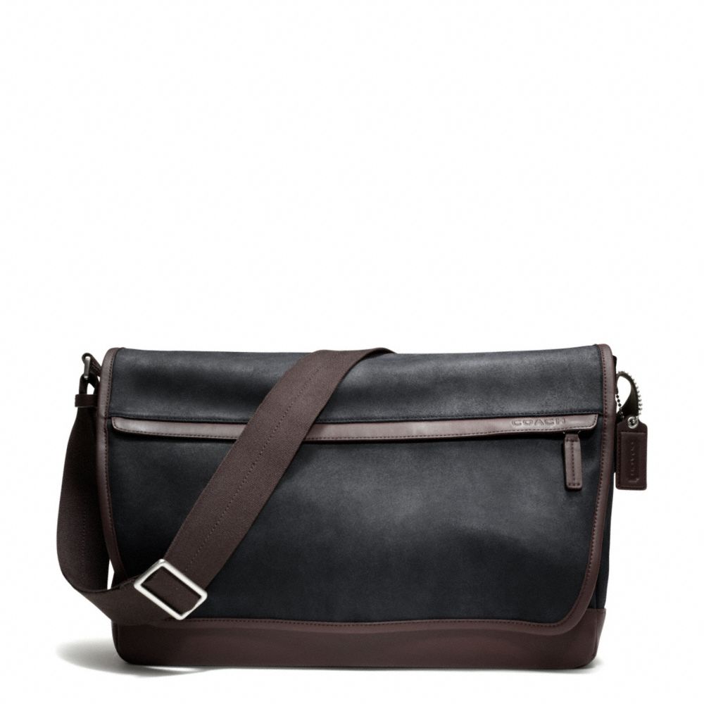 CAMDEN LEATHER MESSENGER - f70924 - GUNMETAL/DISTRESSED NAV/MAH