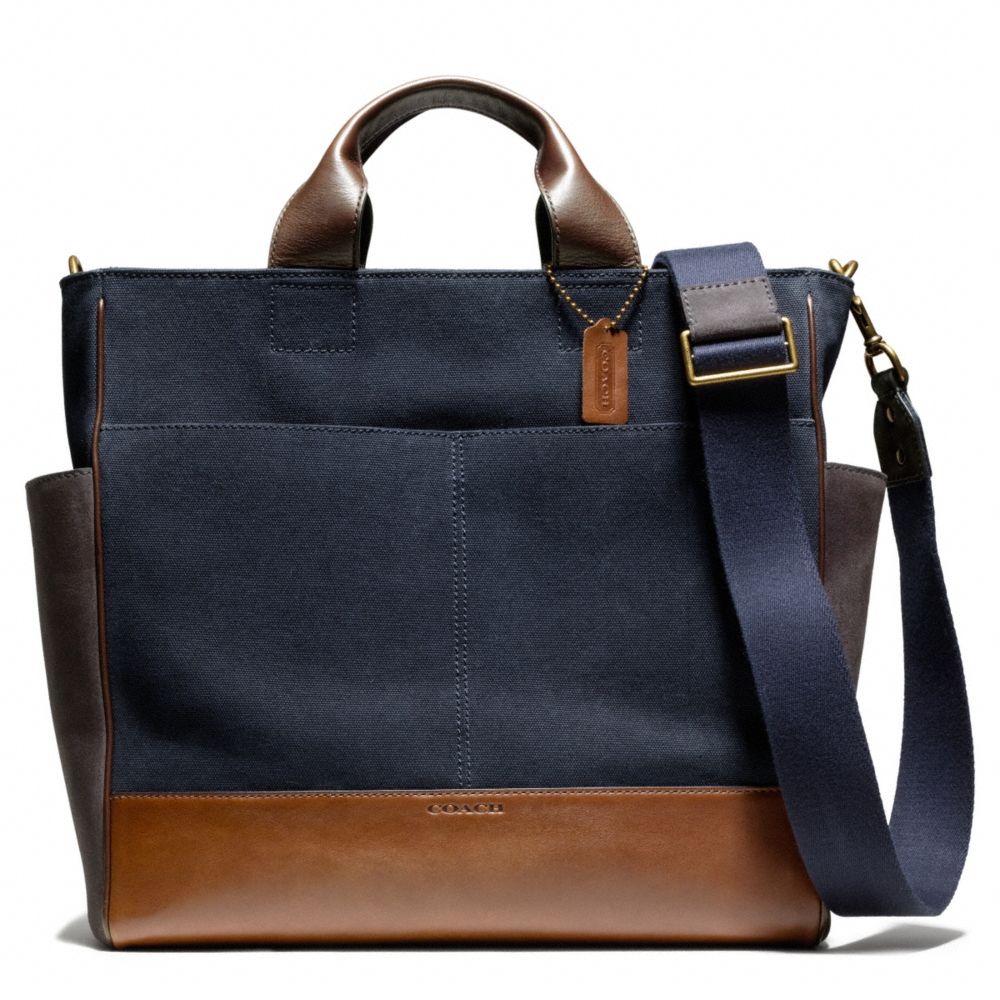 COACH F70945 BLEECKER CANVAS UTILITY TOTE NAVY/FAWN