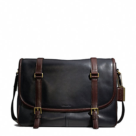 COACH F70960 BLEECKER HARNESS LEATHER COURIER BAG BRASS/BLACK/MAHOGANY
