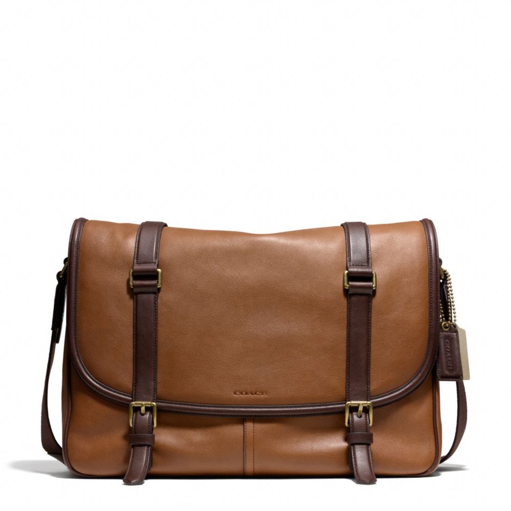 BLEECKER HARNESS LEATHER COURIER BAG - f70960 - BRASS/DOE/MAHOGANY