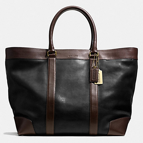 COACH f70983 BLEECKER WEEKEND TOTE IN HARNESS LEATHER  BRASS/BLACK/MAHOGANY
