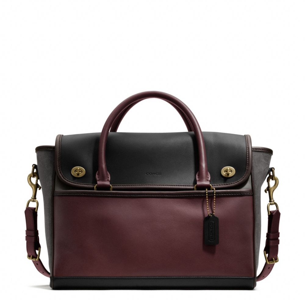 COACH f70987 COLORBLOCK LEATHER UTILITY FLAP COMMUTER 