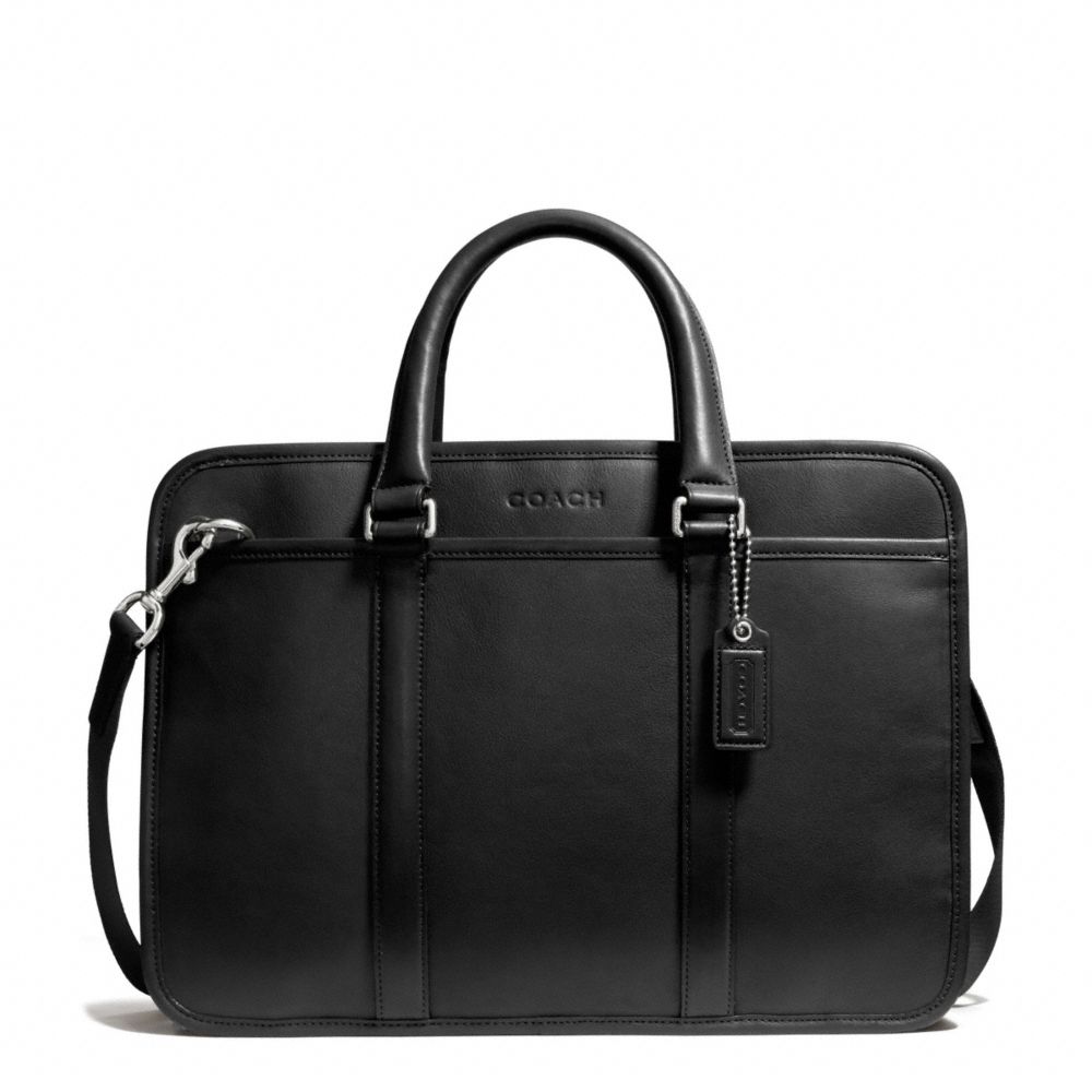 LEXINGTON LEATHER MIXED MATERIAL COMMUTER - SILVER/BLACK/BLACK - COACH F71016