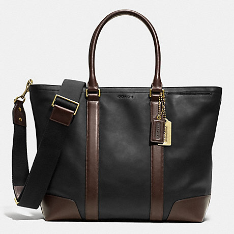 COACH F71026 BLEECKER BUSINESS TOTE IN HARNESS LEATHER -BRASS/BLACK/MAHOGANY