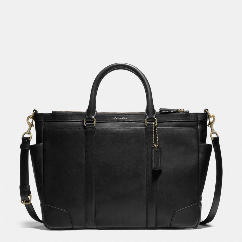 BLEECKER METROPOLITAN BAG IN LEATHER - BRASS/BLACK - COACH F71057