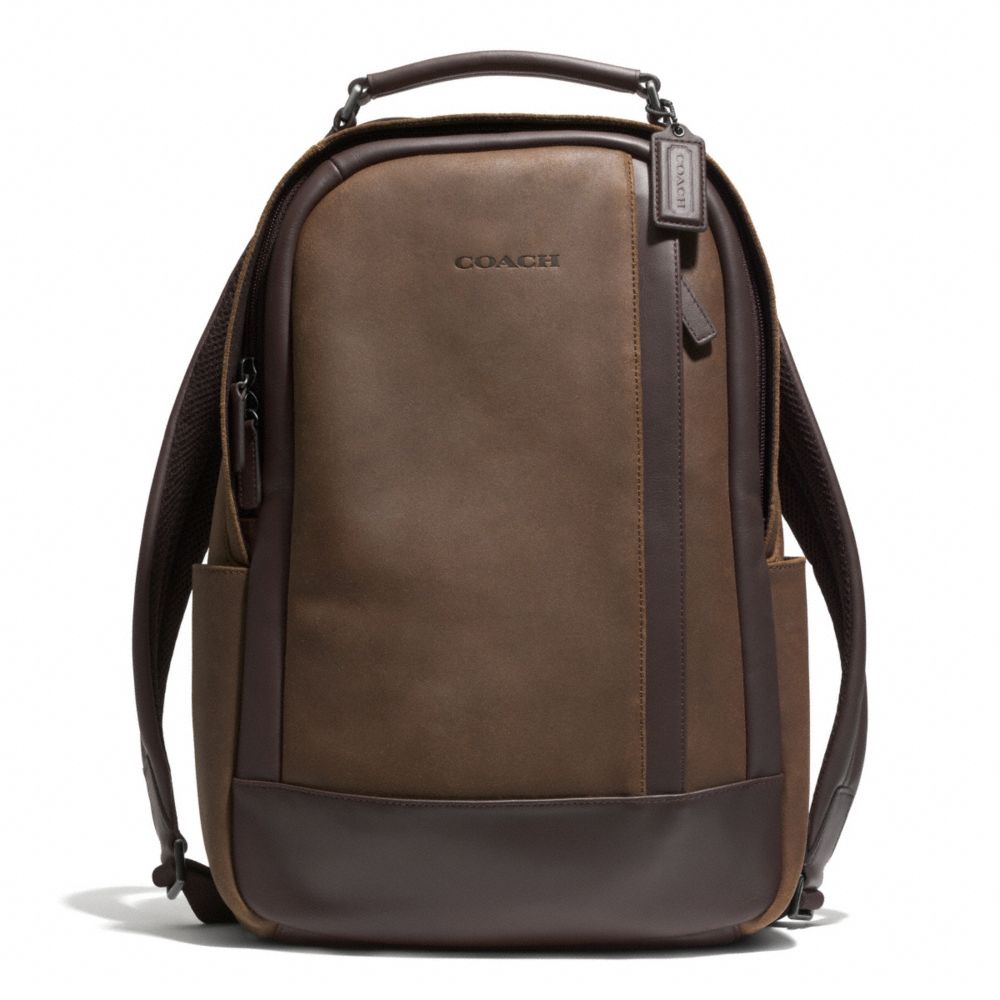 COACH CAMDEN LEATHER BACKPACK - GUNMETAL/DISTRESSED BROWN/BRN - F71060