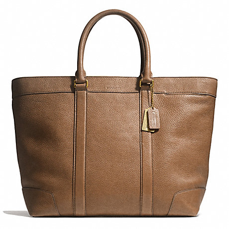 COACH F71068 BLEECKER PEBBLED LEATHER WEEKEND TOTE BRASS/CIGAR