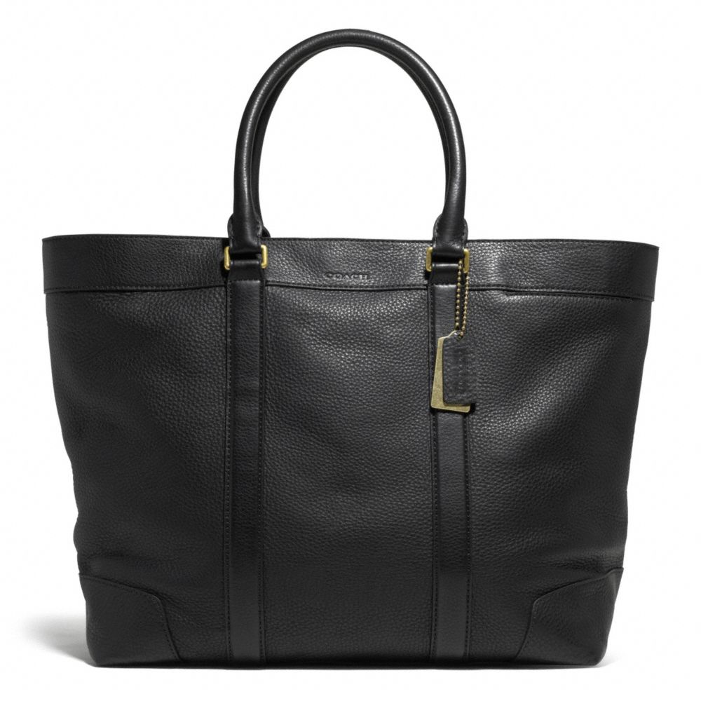 COACH F71068 BLEECKER WEEKEND TOTE IN PEBBLE LEATHER -BRASS/BLACK