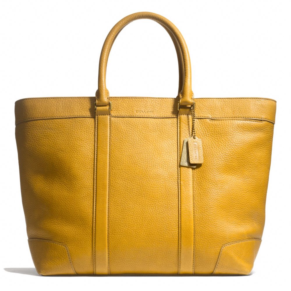 BLEECKER PEBBLED LEATHER WEEKEND TOTE - f71068 - BRASS/MUSTARD