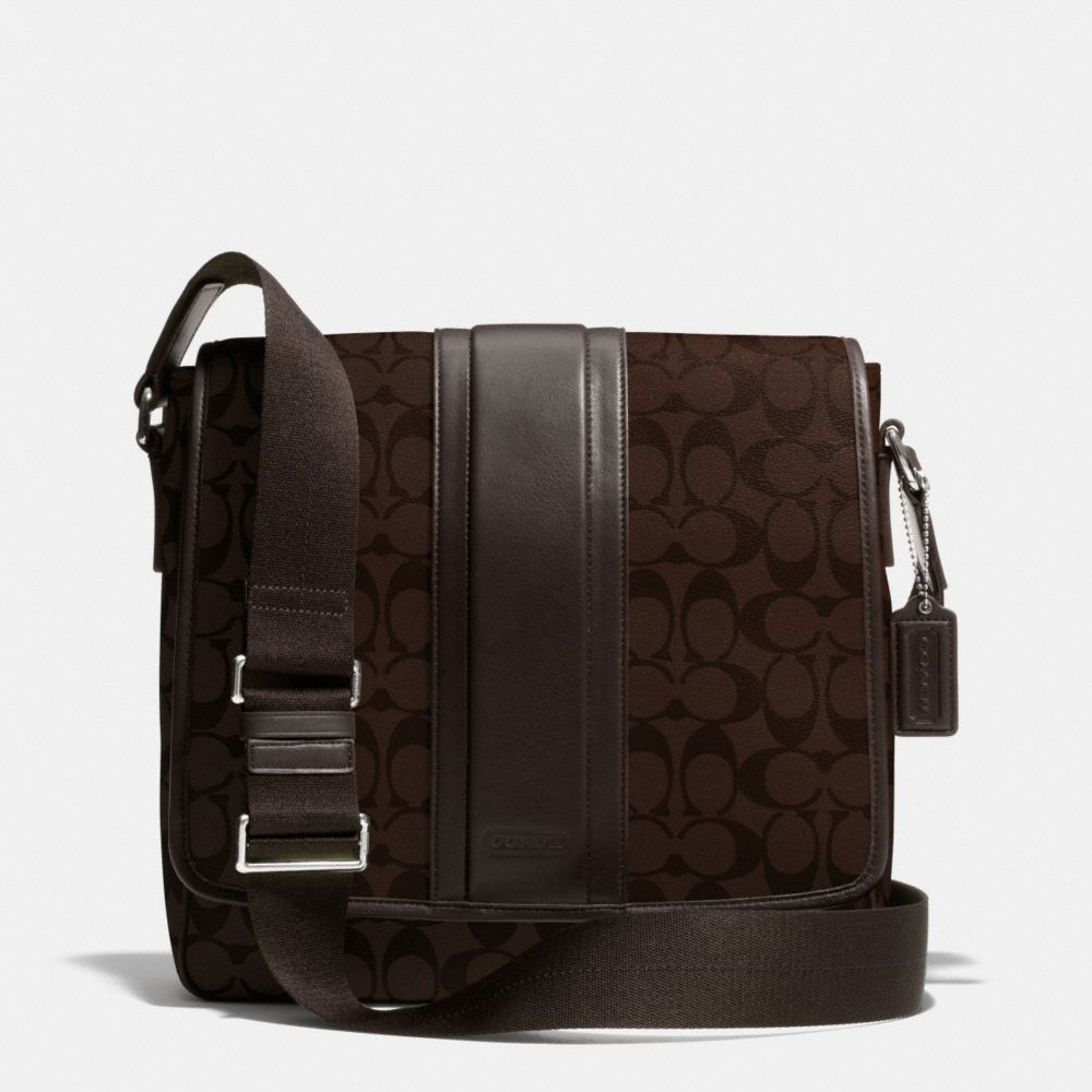 COACH F71102 - HERITAGE SIGNATURE MAP BAG - MAHOGANY/BROWN | COACH MEN