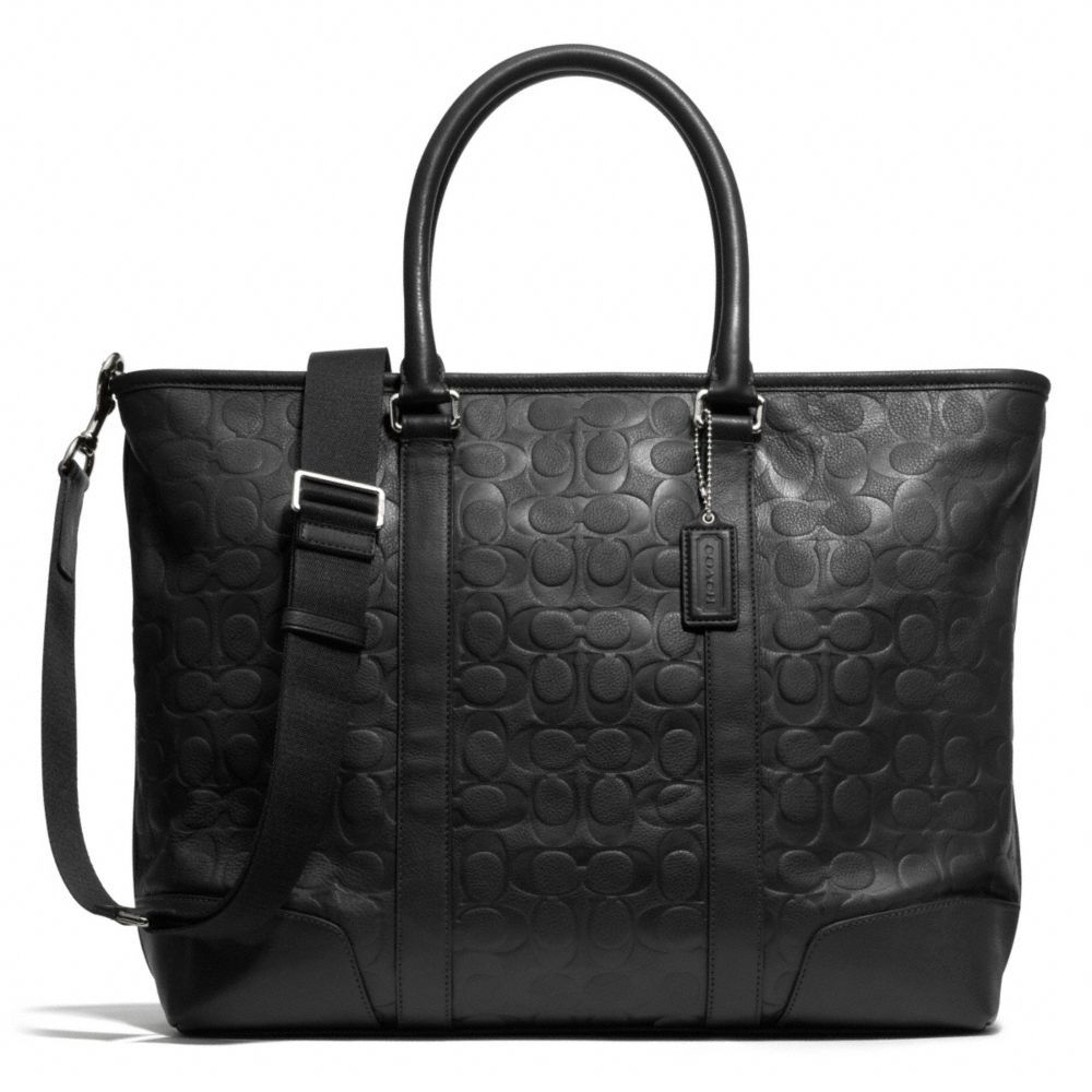 COACH f71136 EMBOSSED C UTILITY TOTE SILVER/BLACK