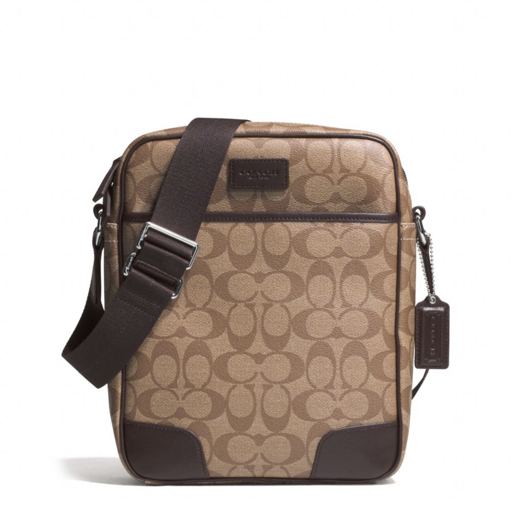 COACH HERITAGE SIGNATURE FLIGHT BAG - f71167 - SILVER/KHAKI/BROWN