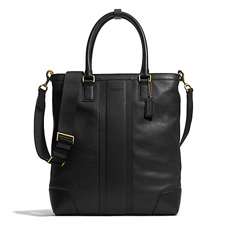 COACH HERITAGE WEB LEATHER BUSINESS TOTE - BRASS/BLACK - f71170