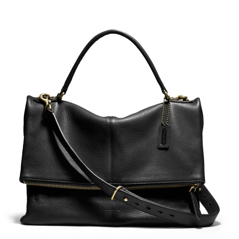 COACH BLEECKER LENNOX BAG IN PEBBLE LEATHER - BRASS/BLACK - F71186