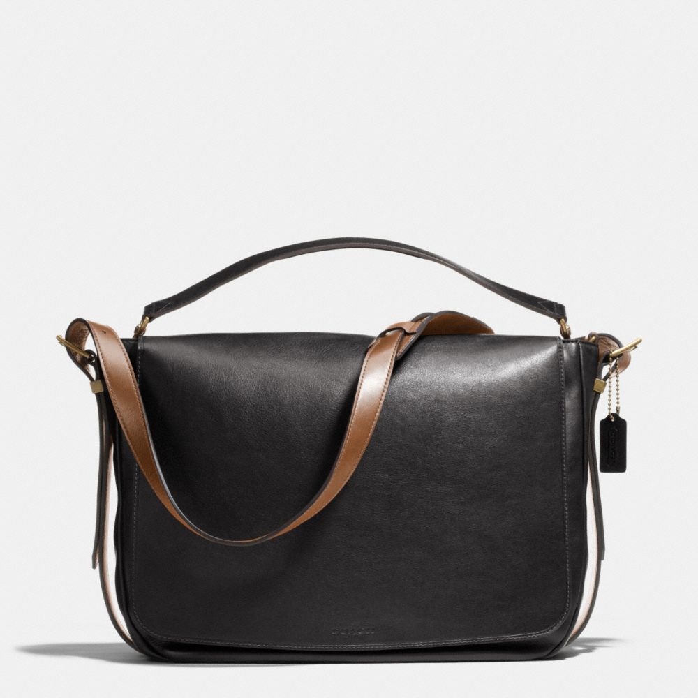 COACH F71187 Mercer Postman Bag In Leather  BRASS/BLACK