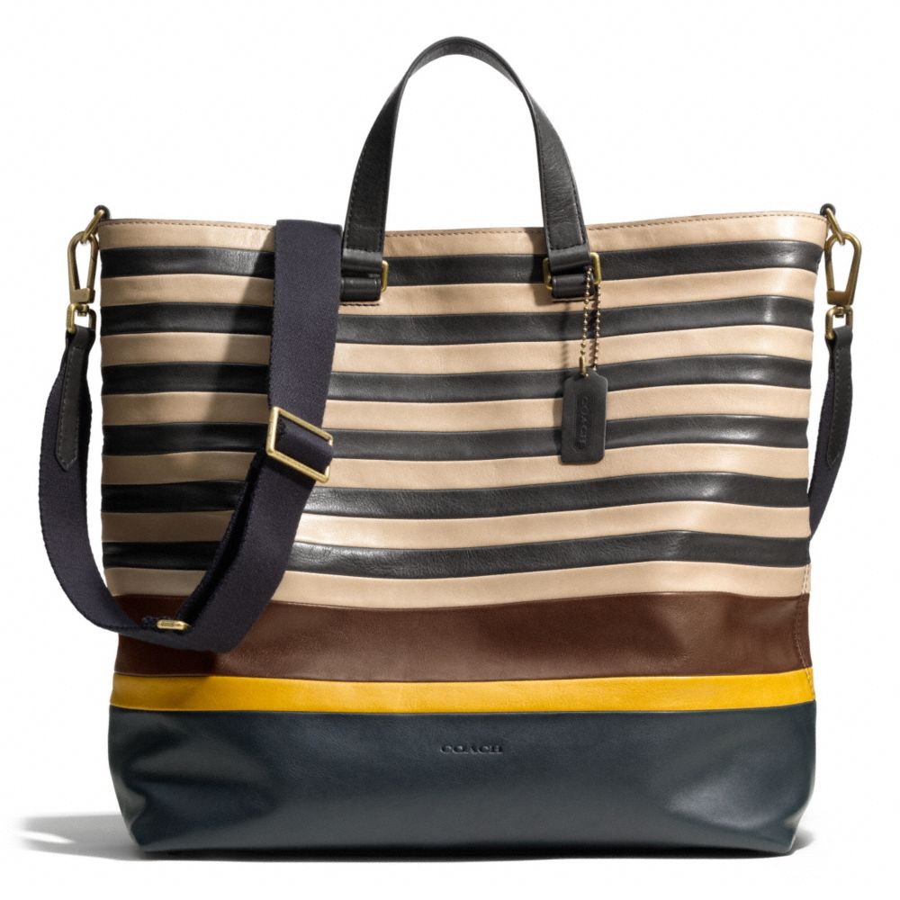 BLEECKER DAY TOTE IN BAR STRIPE LEATHER - B4C9V - COACH F71197