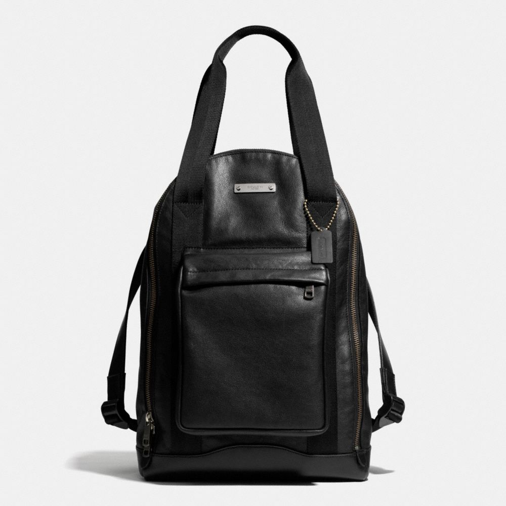 COACH THOMPSON URBAN BACKPACK IN LEATHER - ANTIQUE NICKEL/BLACK - F71235