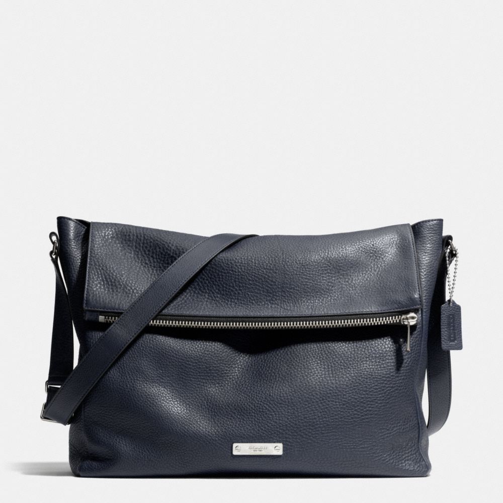 COACH THOMPSON ZIP TOP MESSENGER IN LEATHER - SILVER/NAVY - F71236