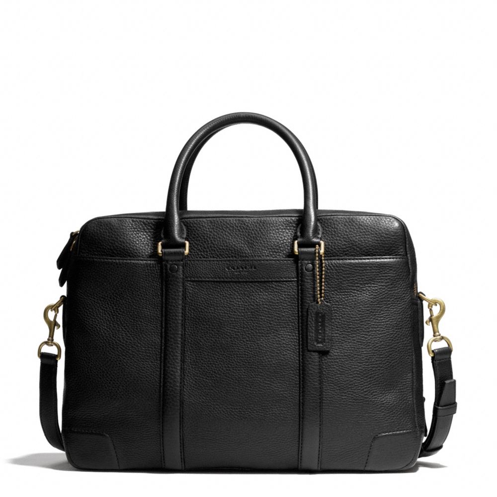 BLEECKER COMMUTER IN PEBBLE LEATHER - f71237 -  BRASS/BLACK