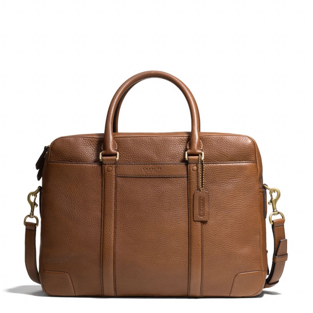 BLEECKER  PEBBLED LEATHER COMMUTER - BRASS/SADDLE - COACH F71237