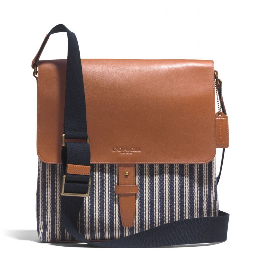 COACH f71270 HERITAGE BEACH RAILROAD STRIPE MAP BAG 