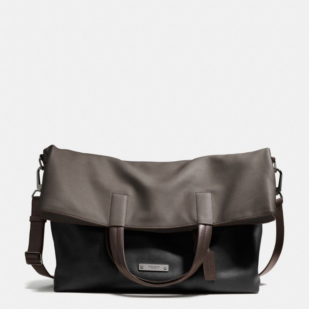 THOMPSON FOLDOVER TOTE IN COLORBLOCK LEATHER - BK/SLATE/BLACK - COACH F71292