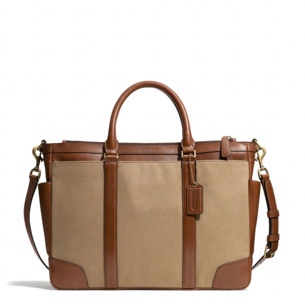 BLEECKER ARCHIVAL TWILL METROPOLITAN BAG - f71298 - BRASS/JUTE/FAWN