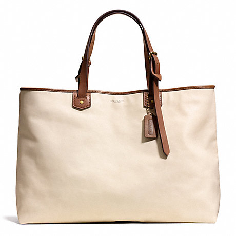COACH BLEECKER LEATHER HOLDALL - BRASS/PARCHMENT - f71312