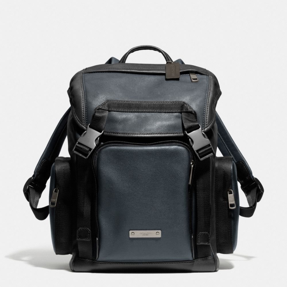 THOMPSON BACKPACK IN COLORBLOCK LEATHER - f71317 -  BLACK ANTIQUE NICKEL/NAVY/BLACK