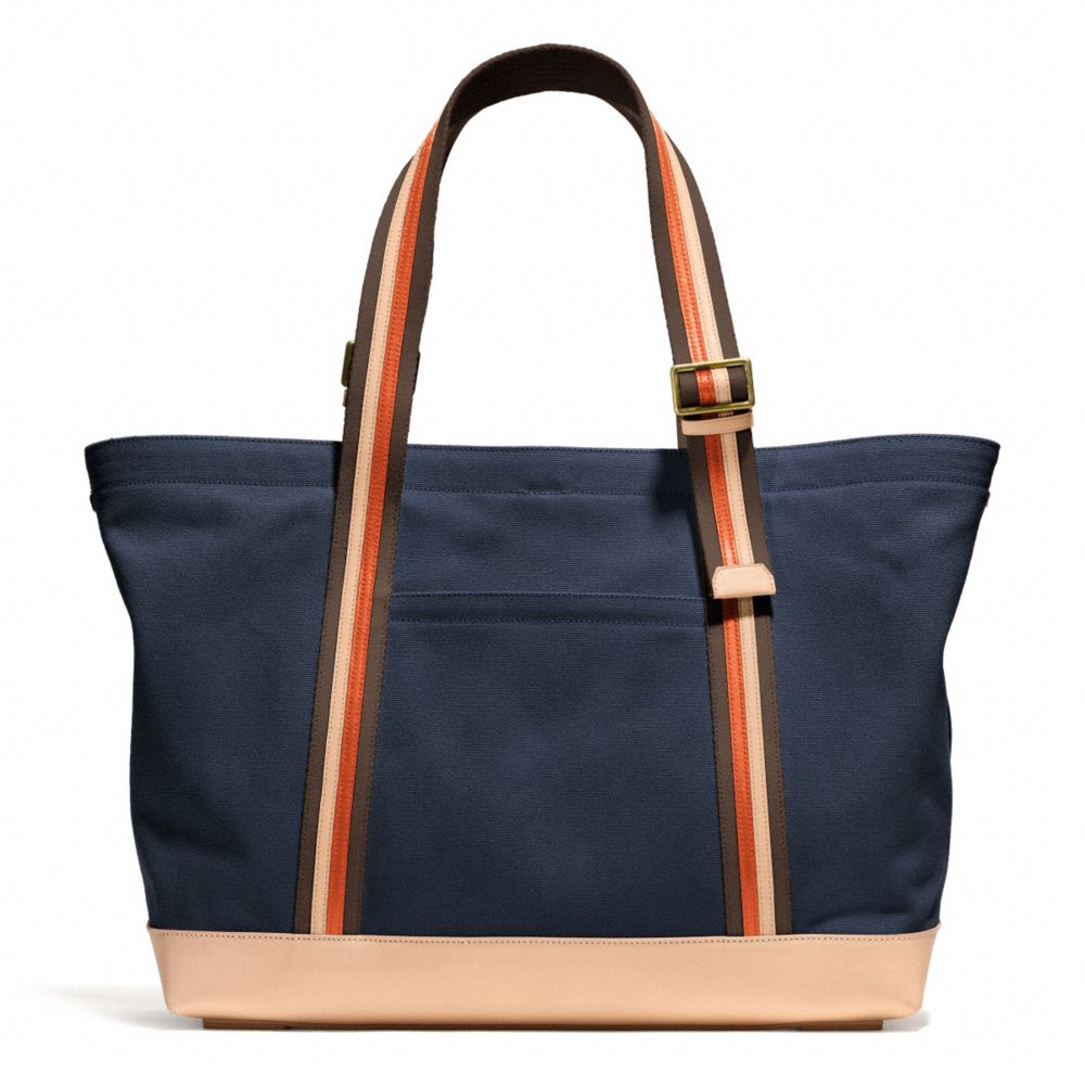 BLEECKER BEACH TOTE IN CANVAS - f71321 -  BRASS/NAVY