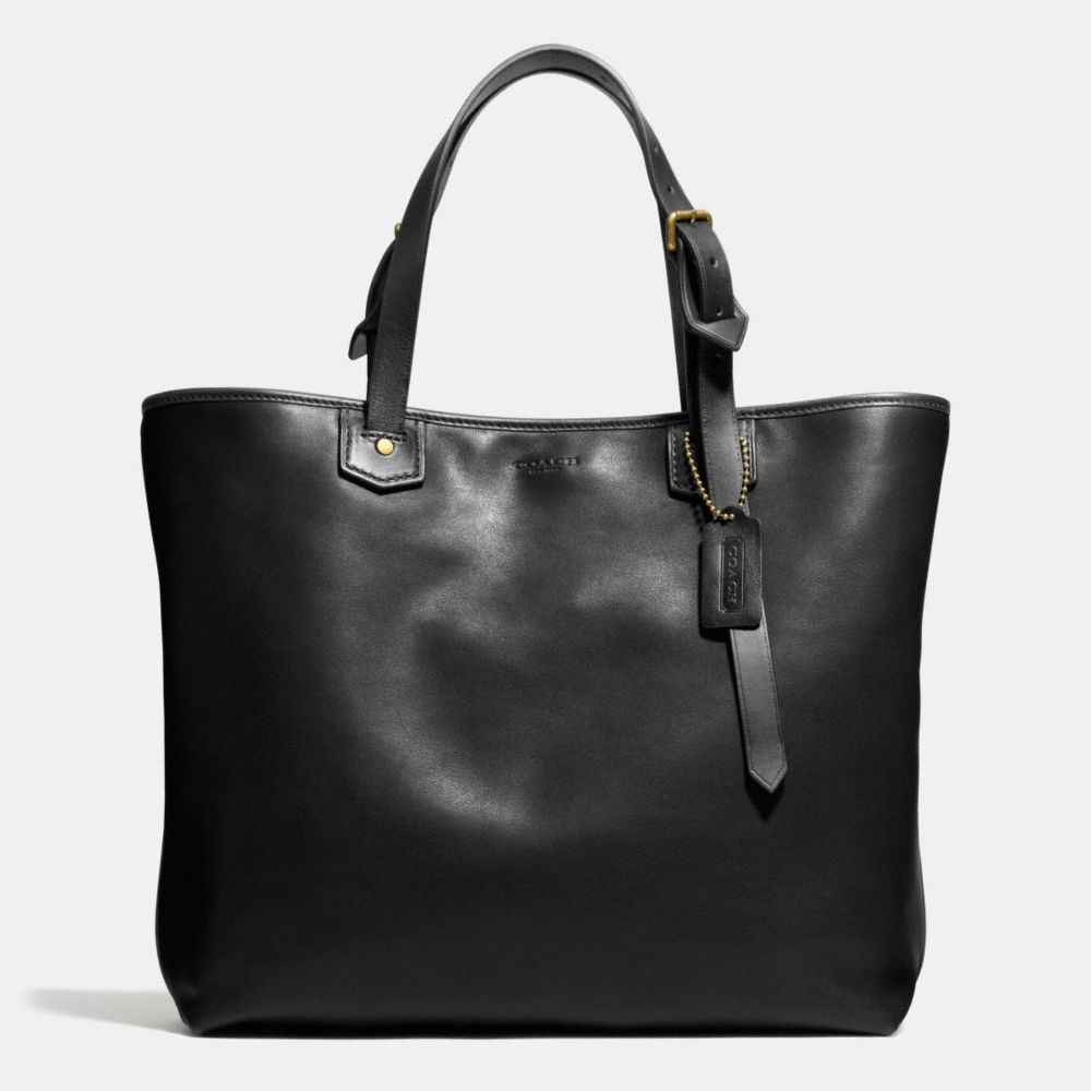 COACH F71329 - BLEECKER SMALL HOLDALL IN LEATHER - BRASS/BLACK | COACH MEN