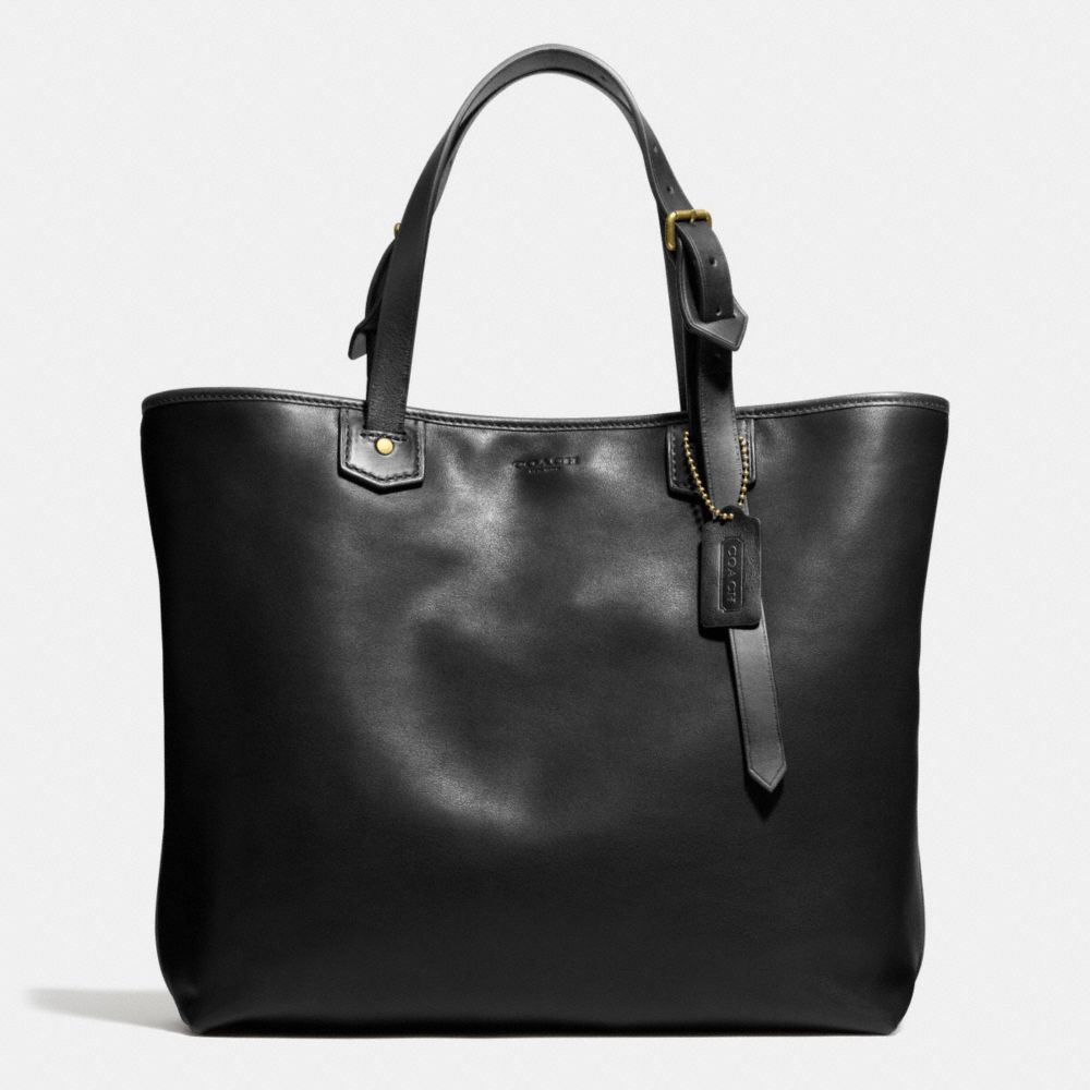 COACH BLEECKER SMALL HOLDALL IN LEATHER -  BRASS/BLACK - f71329