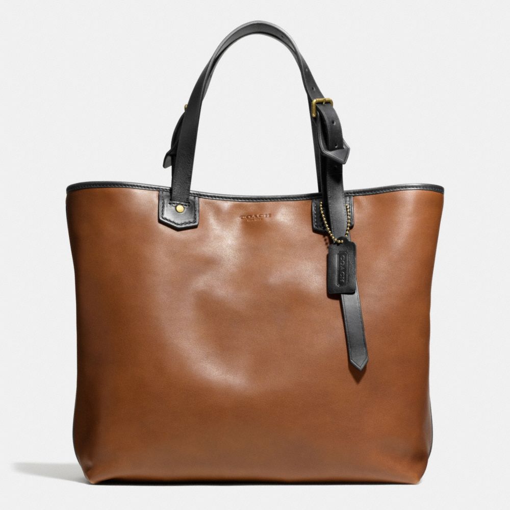 BLEECKER LEATHER SMALL HOLDALL - BRASS/FAWN - COACH F71329