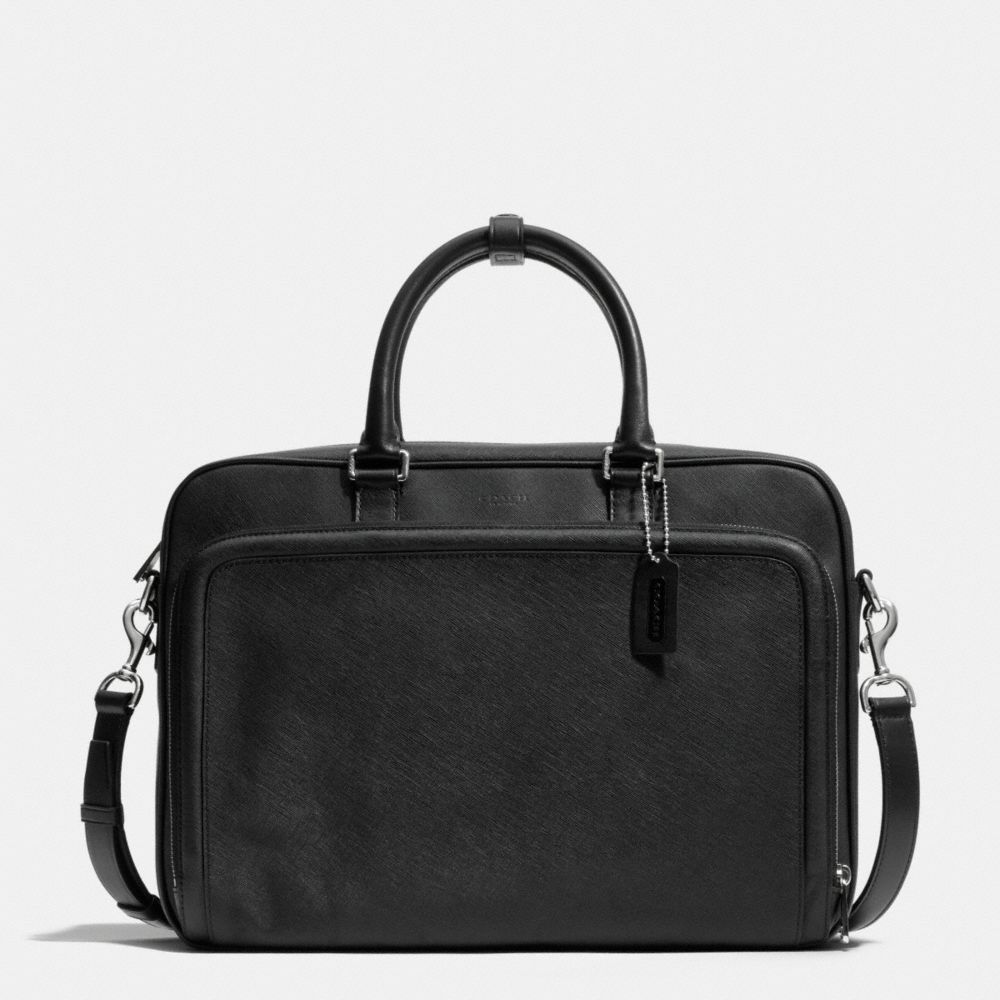 CITY BRIEF IN SAFFIANO LEATHER - SILVER/BLACK - COACH F71330