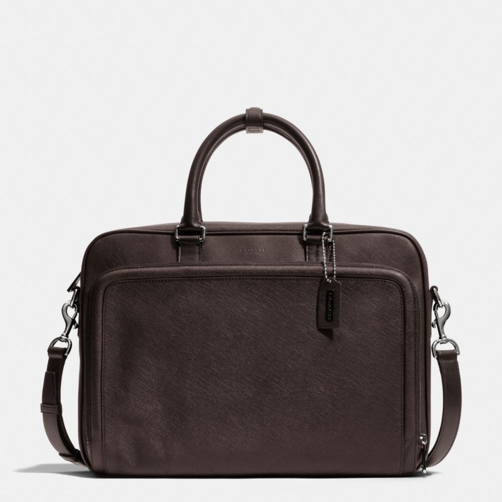 COACH F71330 - CITY BRIEF IN SAFFIANO LEATHER SILVER/MAHOGANY