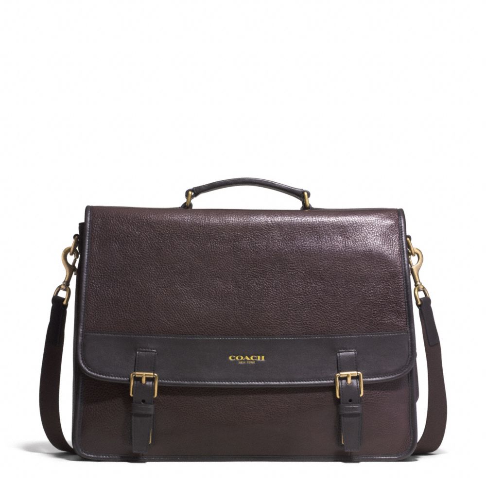 COACH ESSEX LEATHER MESSENGER - GUNMETAL/BARK/DARK BROWN - F71333