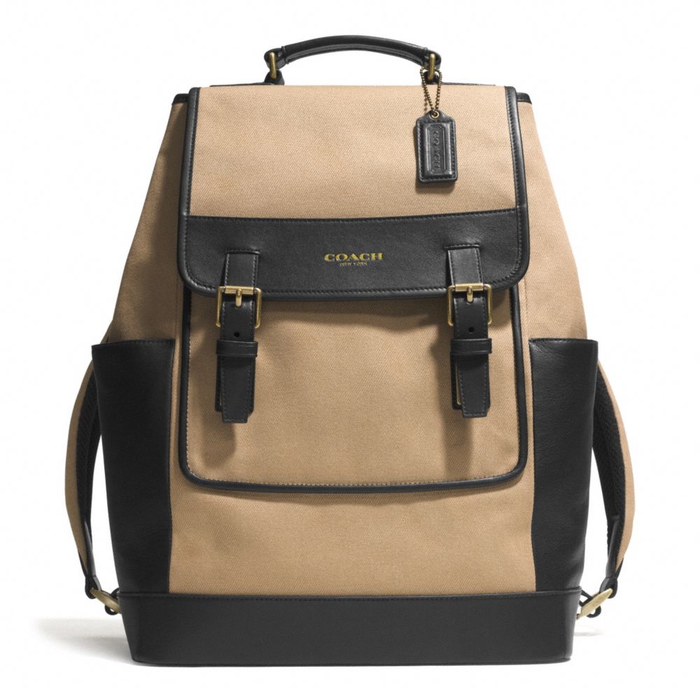 COACH ESSEX CANVAS BACKPACK - GUNMETAL/BARLEY/BLACK - F71381