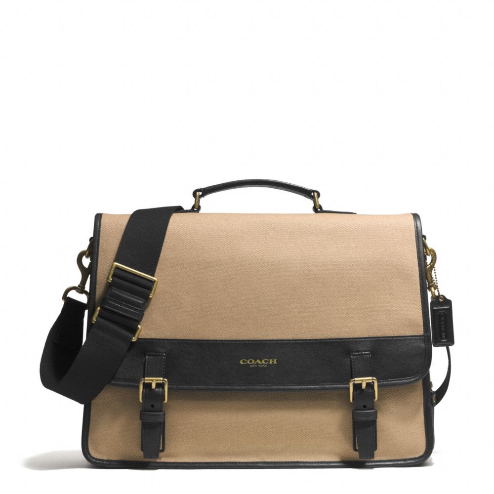 COACH ESSEX CANVAS MESSENGER - GUNMETAL/BARLEY/BLACK - F71385