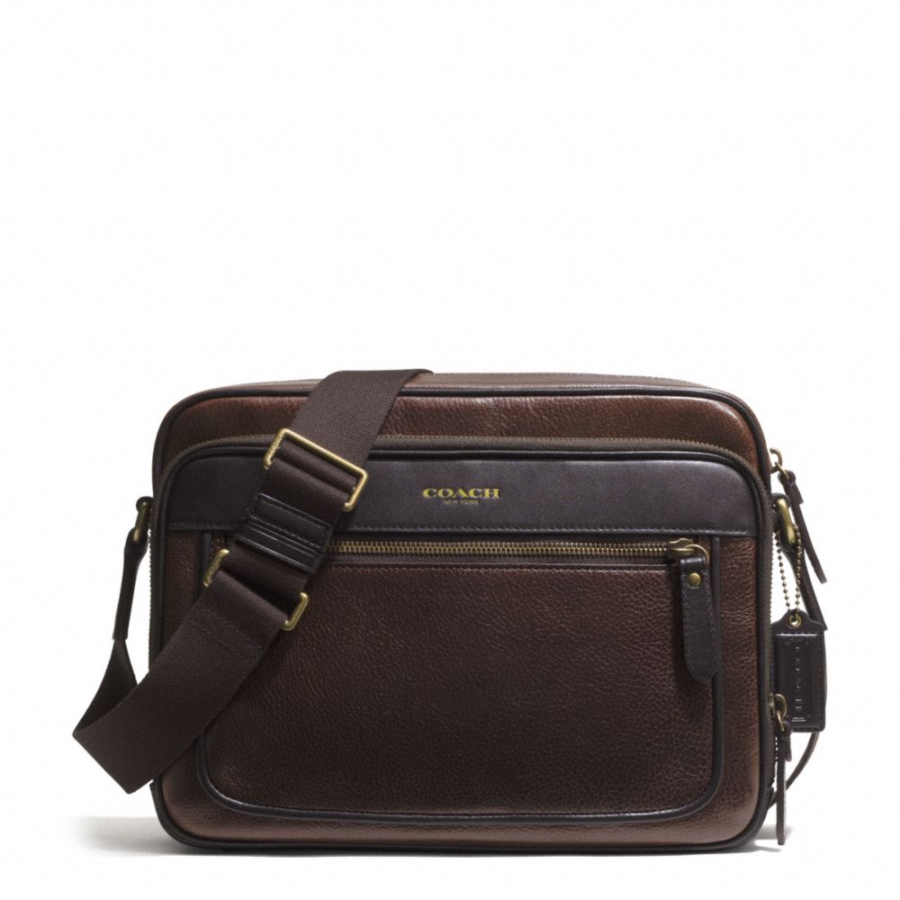 ESSEX LEATHER FLIGHT CASE - f71414 - GUNMETAL/BARK/DARK BROWN